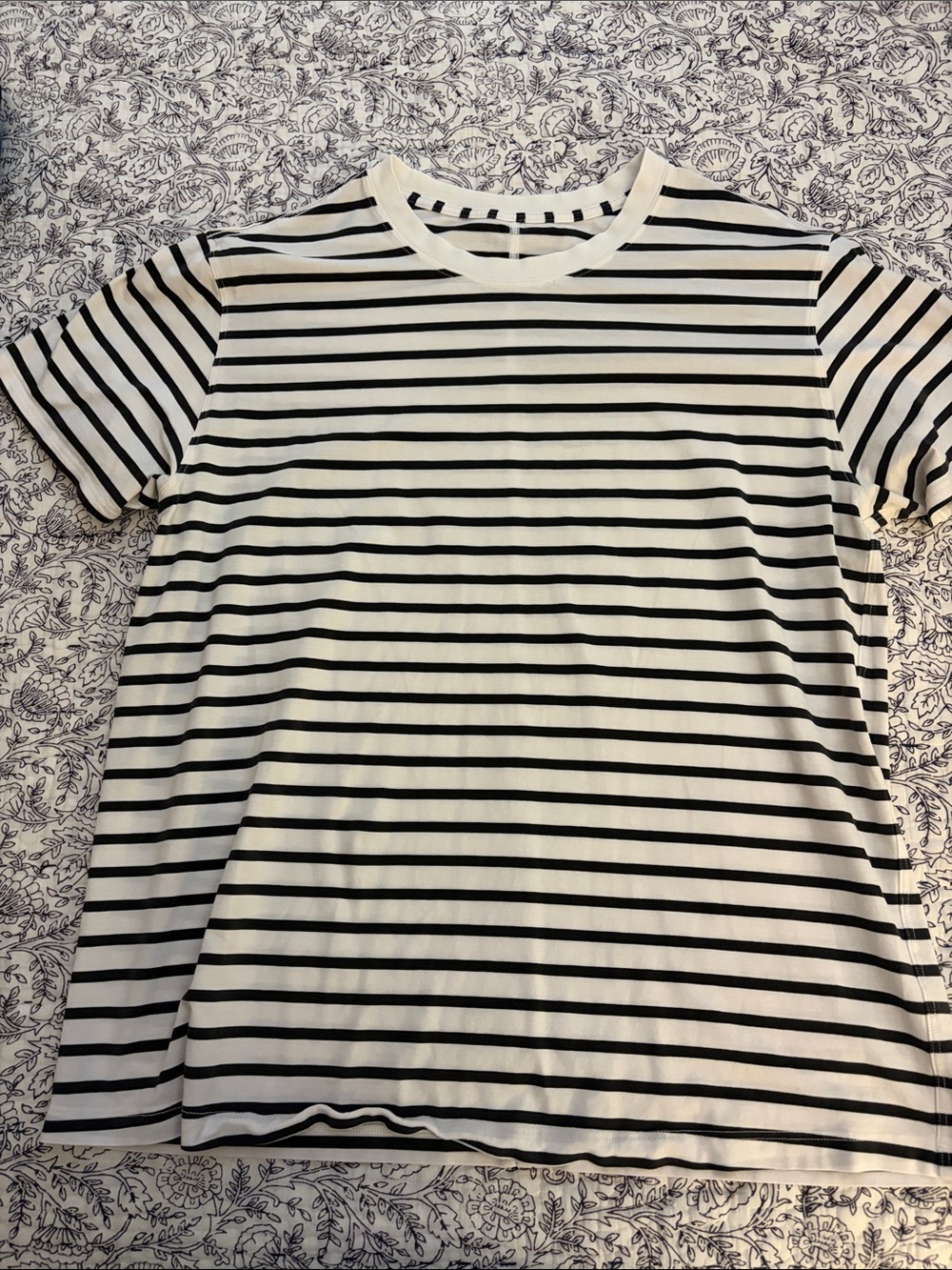 lululemon athletica Black and White Striped Short Sleeve Tee